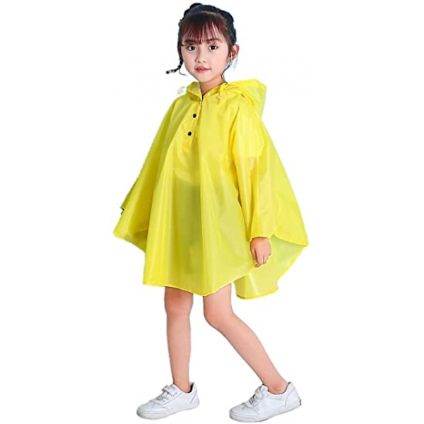 Børns Regn Poncho Hætte Jakke Regnfrakke, Gul, S