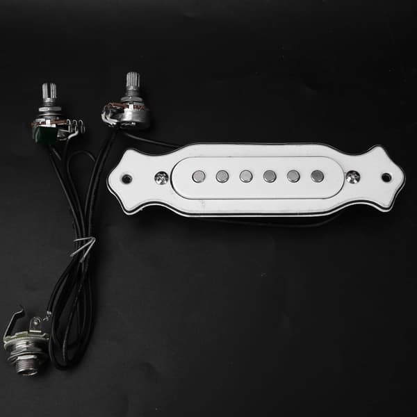 6 Strängar Pickup Krets ABS Hölje Ljudhål Magnetisk för Akustisk Elgitarr(Vit)
