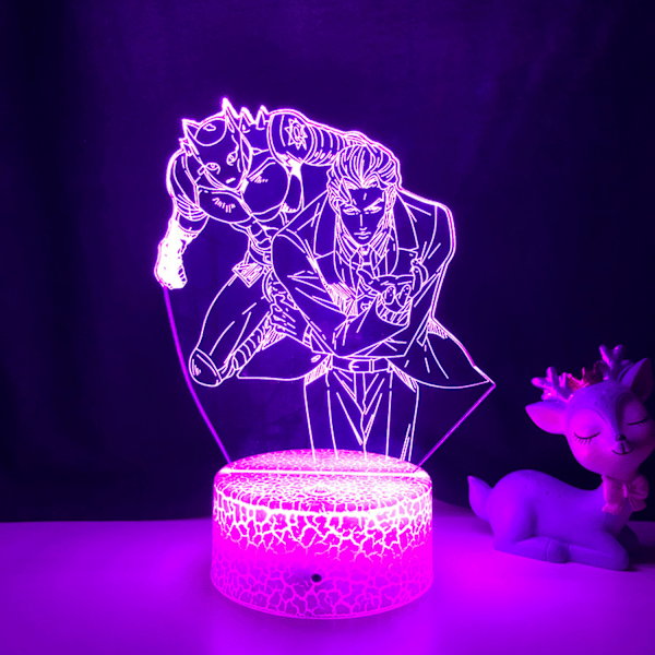 Qinwei 3D Illusion Lamp Anime JoJo's Bizarre Adventure  Nattlampa med fjärrkontroll för sovrumsdekorativa pojkar flickor födelsedag jul -- Patte