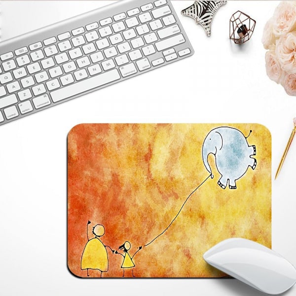 Oyun Mouse Pad 200x200x3 mm Skridsikker Gaming Mouse Pad Kontor Mouse Pad (Dumbo) Gul