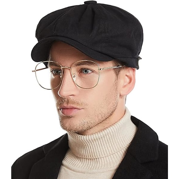 Croogo Herr 8-delad Newsboy Flat Cap Bomulls Newsboy Gatsby Ivy Cap Cabbie Driving Hat Åttkantig Golf Beret Hat Scally Hats