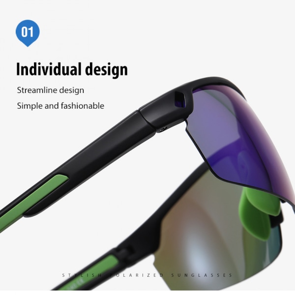 Polariserade cykelsportsolglasögon för män, perfekt för cykling, löpning, klättring, fiske, TR90 okrossbar ram UV-skydd