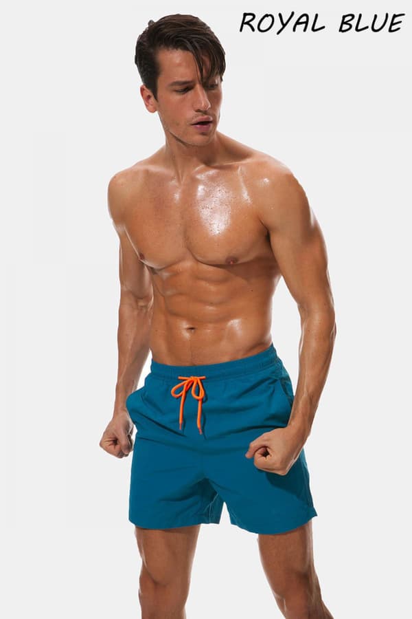 Baddräkter för män, snabbtorkande badshorts med blixtlåsfickor och meshfoder (YKC01, Storlek: Medium)