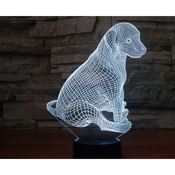 WJ 3D Hvalpe Hund Fjernbetjening 16 Farve Natlys Illusion Akryl LED Bordlampe Sengelampe Børneværelse Skrivebordsdekoration Fødselsdagsgaver Legetøj til Børn