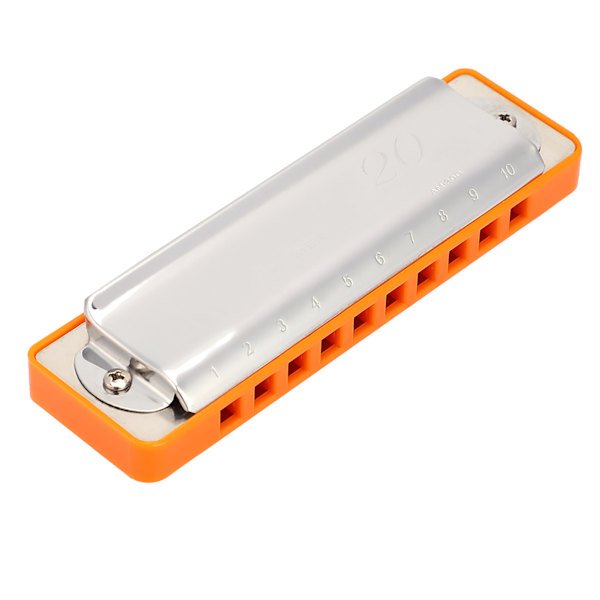 KONGSHENG AM-20D Fosforbronse Reed 10 Hull 20 Tone Blues Harmonika i C-dur (Oransje)