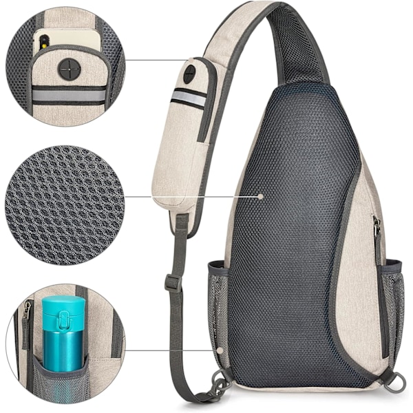 Sling Bag RFID-suojattu Sling-reppu Olkalaukku Rintalaukku Päiväreppu Retkeilyyn ja Matkustamiseen white
