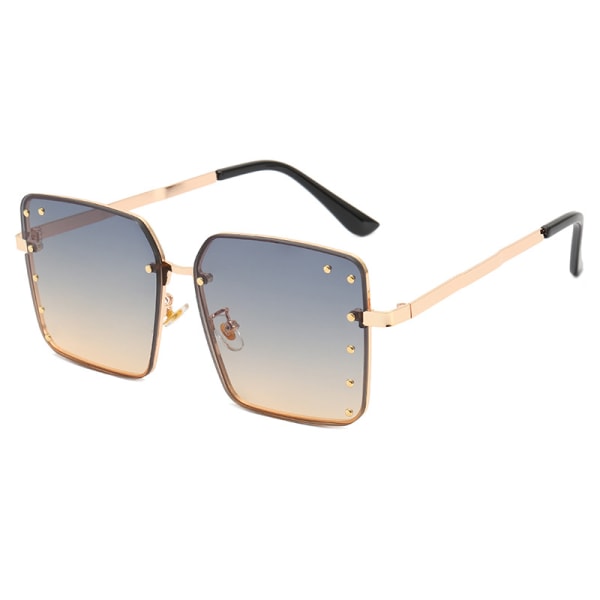 Kvindernes Rimless Oversized Studded Solbriller Gradient Linse Nitte Mode
