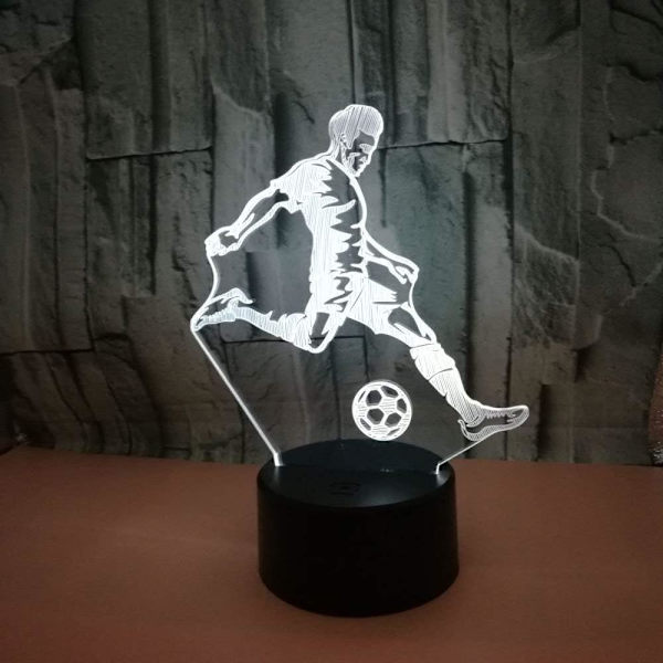WJ 3D Fotballspiller LED nattlys Lampe Illusjon 7 Farger Skiftende Berøring Bryter Lamper Gave med Akryl Flat ABS Base USB Kabel Leke (Buss)