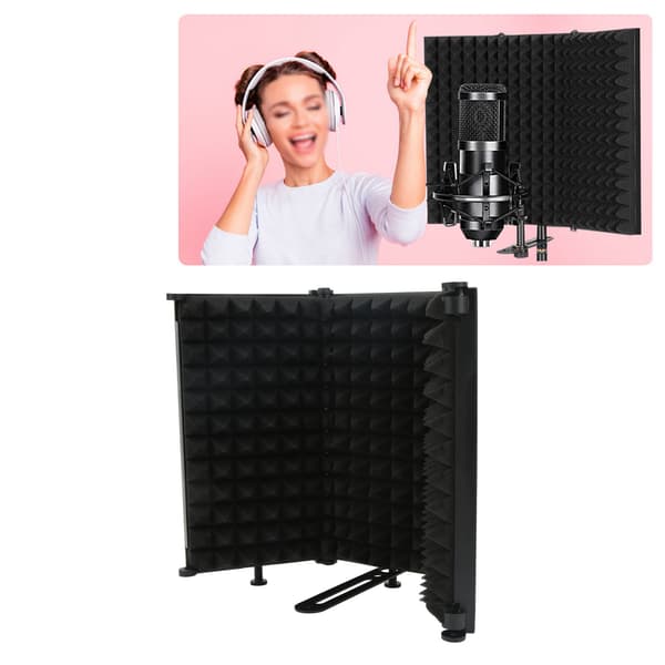 Mikrofonisolasjonsskjold Sammenleggbart Studioopptak Mikrofonisolasjonsskjold Mikrofonvindskjermplate Lydabsorberende Deksel