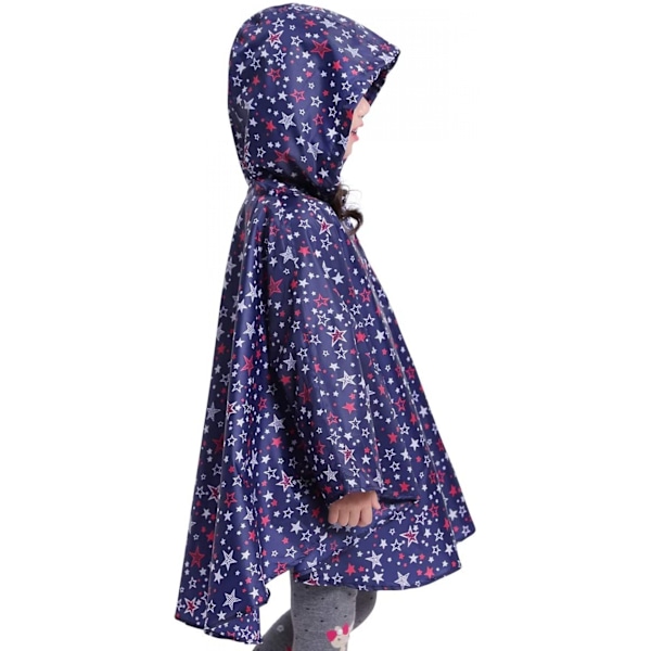 Barne regnponcho med hette, blå stjerne, M