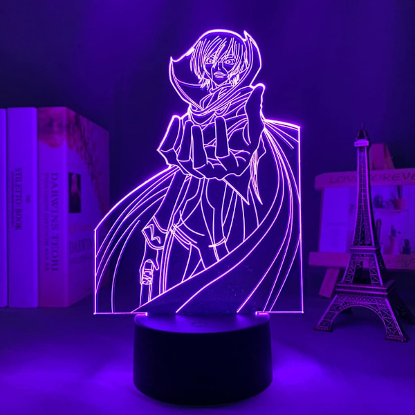 HPQNL-LED-lys Anime Code Geass Lelouch Lamperouge til soveværelsesindretning Lys Børnefødselsdagsgave Manga Værelse Bord 3D Lampe Code Geass