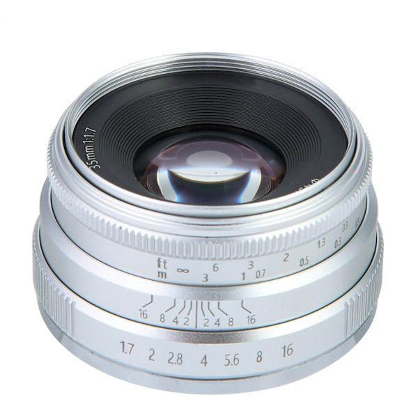 35mm F1.7 Manuell fokus Prime Fixed Mirrorless kameralins (för Cannon EF-M Mount Silver)
