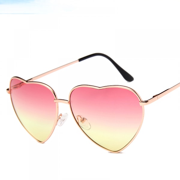Stilig hjerteformet metallramme Aviator fargede linser solbriller
