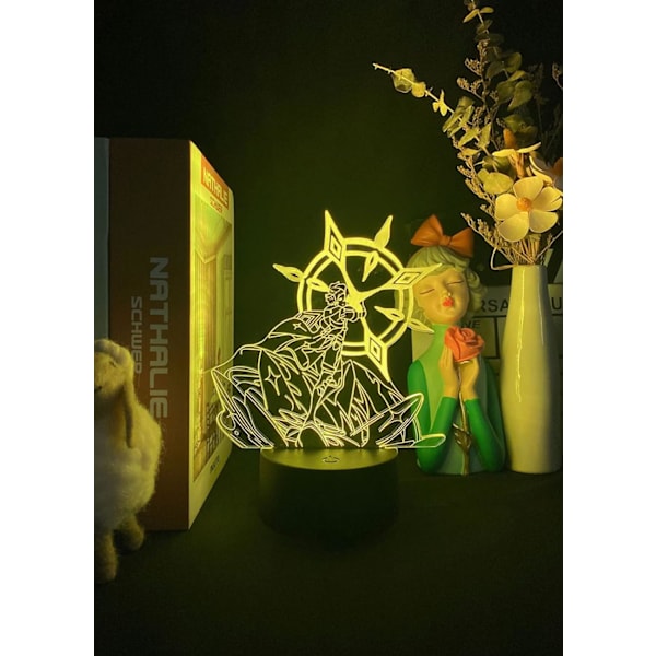 Genshin Impact Figurine Albedo 3D Illusion Lampe til Soveværelsesindretning LED Lys Sengeborde Natlamper Børnegave Abedo, huvudstad i Moçambique