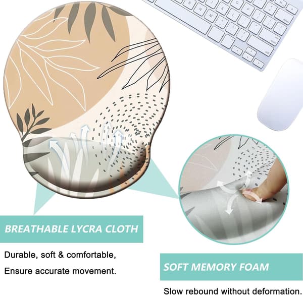 Musematte med håndleddstøtte, ergonomisk musematte med minnefoam håndleddstøtte, sklisikker gummi bunn spillmusematte for hjemmet