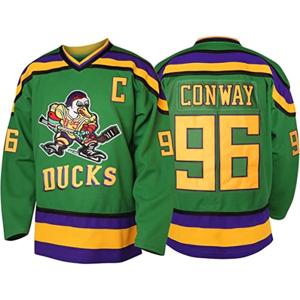 Men's Mighty Ducks 96 Charlie Conway 99 Adam Banks 33 Greg Goldberg Movie Hockey Jersey Green 96  M