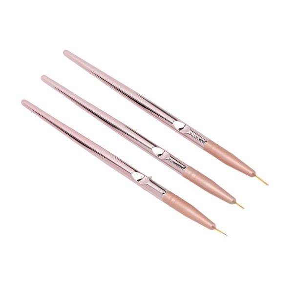 Nagelkonst Liner Pensel Nylon Borst Metall Penntunna Nagel Målnings Penna med Lock för Hemma Nagelsalong Roséguld 3st