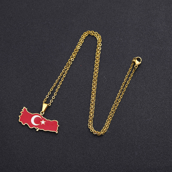 Damhalsband, Turkiet Karthänge Halsband i rostfritt stål Tillbehör Karta Geometriskt hänge Smycken i etnisk stil