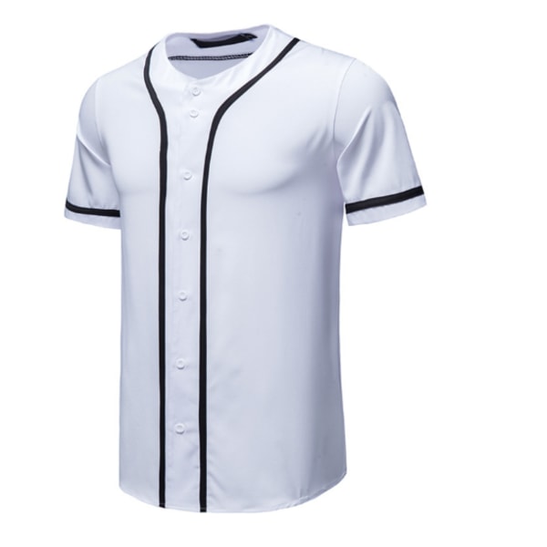 Baseballuniformer med knapp för män, tomma softbollsuniformer, hiphop Trendiga kortärmade aktivitetsskjortor blå—XXXL
