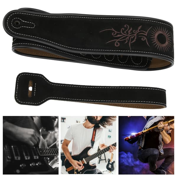 Gitarrrem i matt äkta kohudläder för el- och akustiska gitarrer