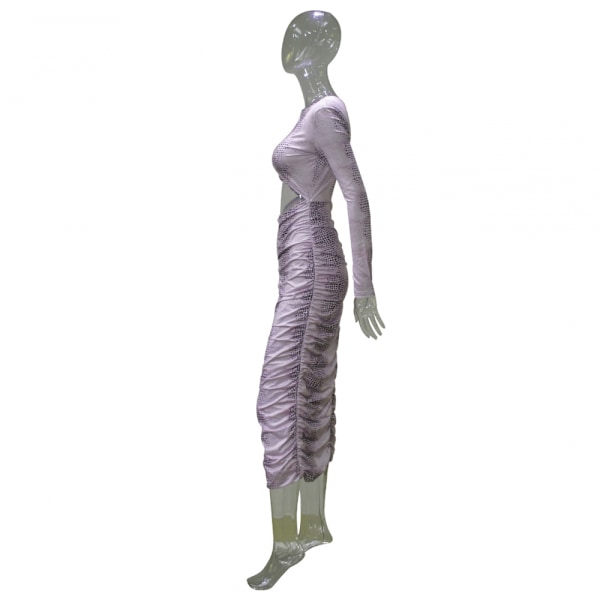 Kvinders Langærmet Kjole Kvinders Mode Casual Plisseret Fuld Sæt Kjole Kvinders Mode Casual Trykt Plisseret Kjole(Lilla XXL)