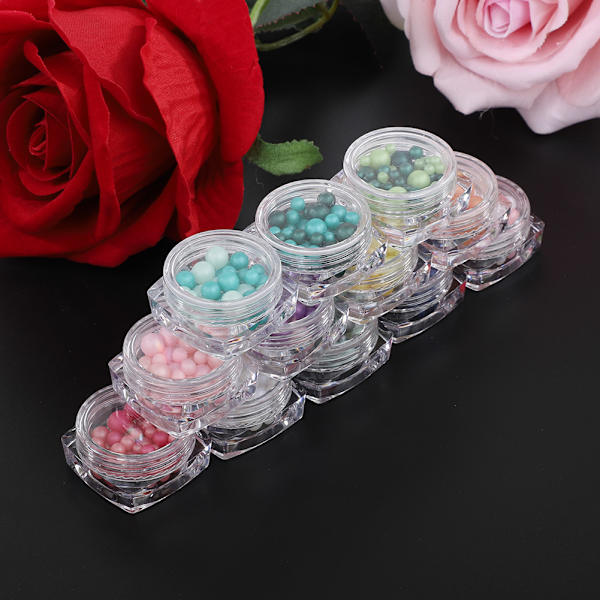 12 färger harts frostade pärlor nagelkonst dekoration 3D strass för DIY manikyr charm