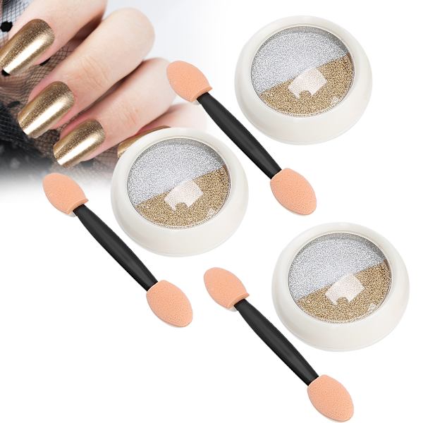 3 st spegel nagelpulver dubbla färg nagelkonst glitter pigmentpulver manikyrverktyg #02 (laser)