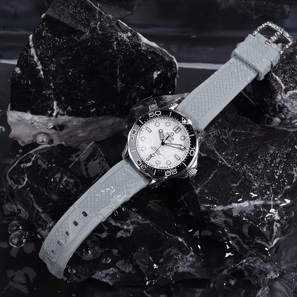 AVEKI watch 22 mm spänne i rostfritt stål Quick Release fluorgummi watch för män, grå