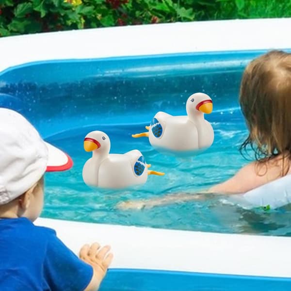 2-pack uppdragbara svanbadleksaker, flytande simvattenleksaker för badkar och poollek, interaktiva sensoriska leksaker för barn, perfekt ho