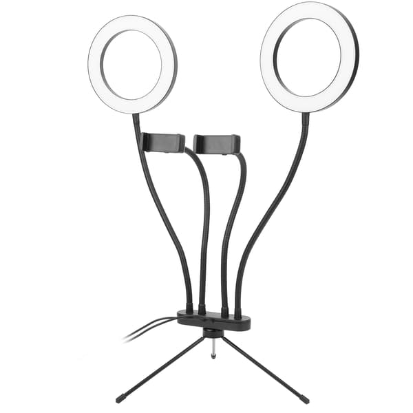 Dobbelt LED-fyldlys Dobbelt telefonklemme Ringlys Bord Fleksibelt Dæmpbart lys til Selfie