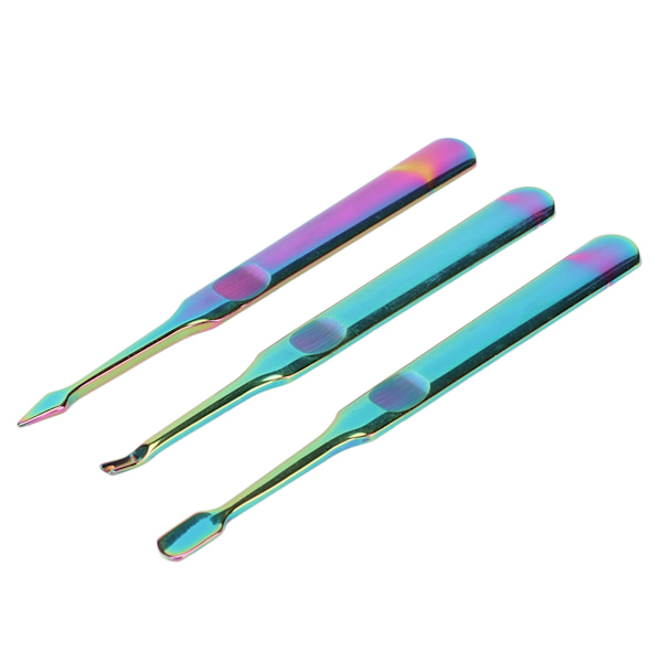 3 st Cuticle Remover Kit Rostfritt Stål Professionell Död Hud Pusher för Tånaglar Fingernagel
