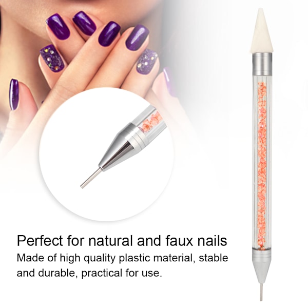 Dubbelsidig nagelprickpenna nagelrhinestone pärlplockare vaxpenna manikyrverktyg orange