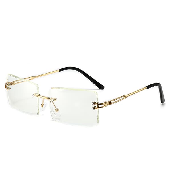 Vintage Rimless Solbriller Rektangulær Rammeløs Candy Farve Briller Kvinder Mænd