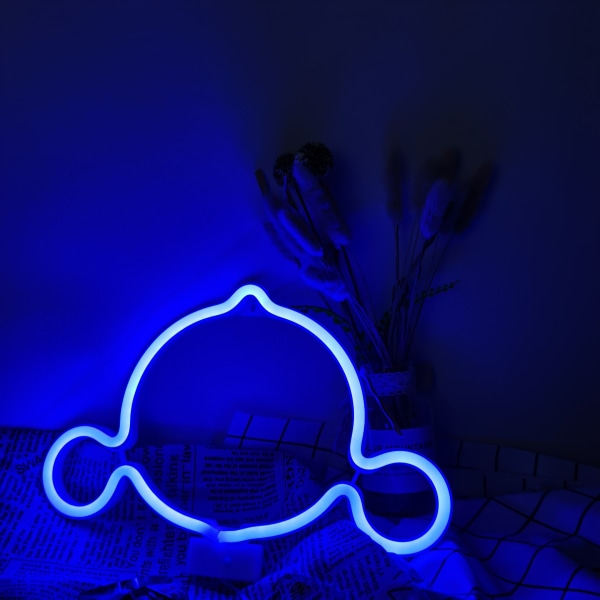 LED Neon Skylt Ljus Nattlampa Neonljus med Bas Bordvägg Dekoration Bästa Present till Familj Födelsedag Semester Bröllopsfest (Blå)