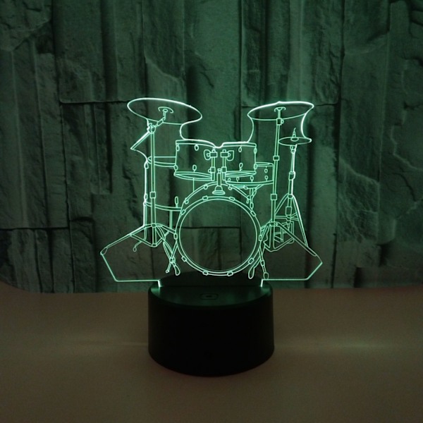 JUSTUP 3D trommesæt natlys berøring bord skrivebord optisk illusion lamper 7 farve skiftende lys hjem dekoration jule fødselsdag gave（Stil 20）
