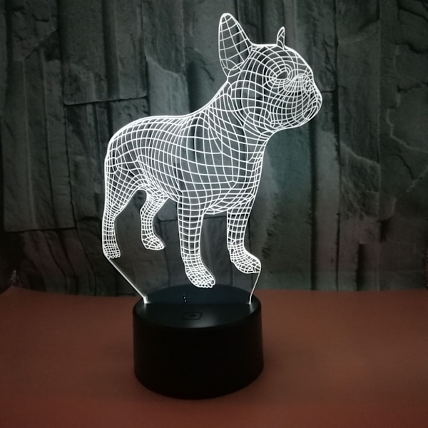 Qinwei 3D Bulldog Nattlampa 16 Färger Ändrar Optisk Illusion Lampa med Fjärrkontroll Födelsedag Alla Hjärtans Dag Present Idé för Småbarn Pojkar Flickor