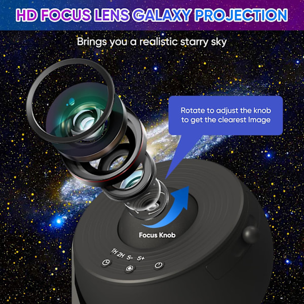 Galaxy Projektor, 13 i 1 HD Planetarium Galaxy Stjerneprojektor til Soveværelse, 360° Roterende Stjerneprojektor Galaxy Lys med Justerbar Black
