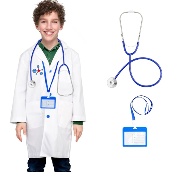 Lasten Lääkärin Asuste, Lasten Lääkärin Takki Ura Päivän Pukeutumisasu Pienille Tytöille Lapsille 3-5 years old Blue