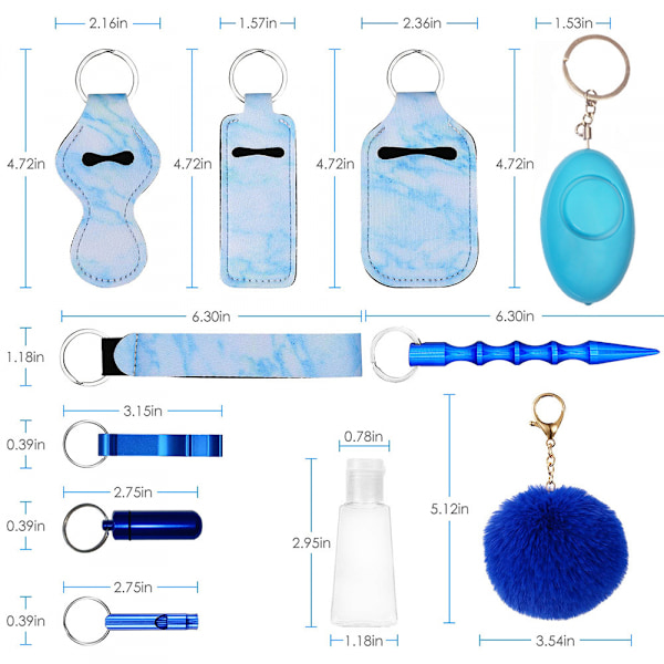 Nøkkelringsett for kvinners beskyttelse, 11PCS Bead Keychain Armbånd Fullt sett, Selvforsvar Nøkkelringsett