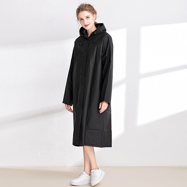 Regnrock Vattentät Regnkappa Poncho med Huva Återanvändbar Unisex Män Kvinnor Lätt Transparent Regnkläder svart (storlek M)