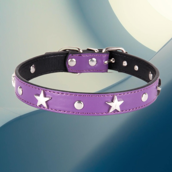 Hundhalsband med stjärndubbar, Små hundhalsband för valp för kattunge Pet Halsband Justerbar längd Läder(M)
