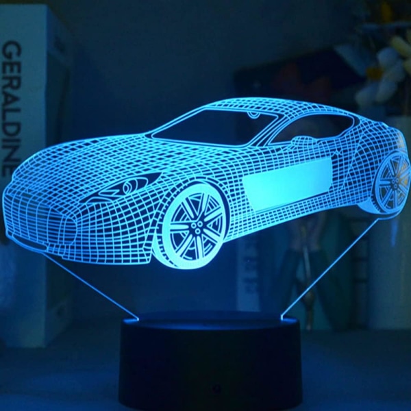 3D Bil Nattlampa Bord Skrivbord Optisk Illusion Lampor 7 färgskiftande lampor LED Bordslampa Xmas Hem Kärlek Födelsedag Barn Barn Dekor Leksak Present