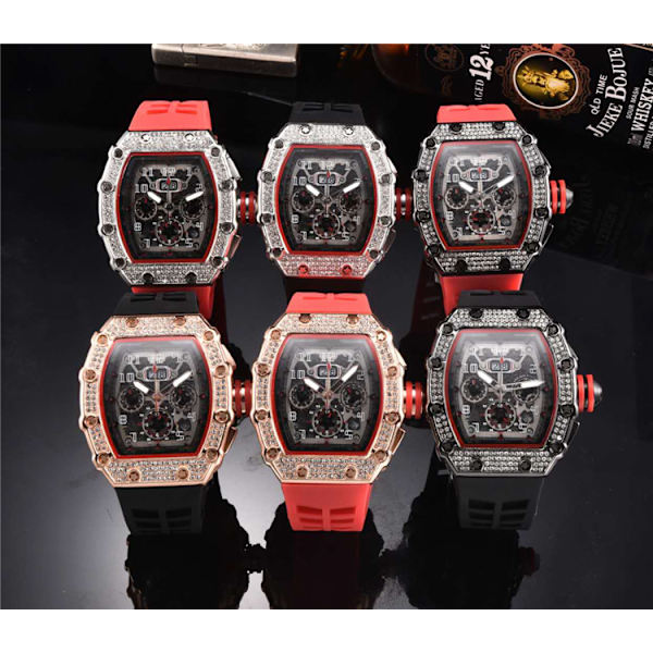Herre klokke analog automatisk mekanisk armbåndsur i titanlegering med silikonrem Tonneau Business Timepiece（GP005)