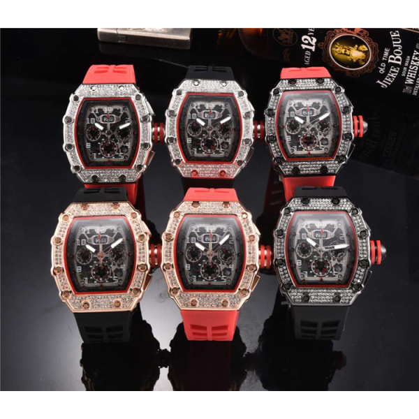 Watch Analoga Automatiska Mekaniska Armbandsur Titanium Alloy Watch med silikonband Tonneau Business Timepiece（GP002)