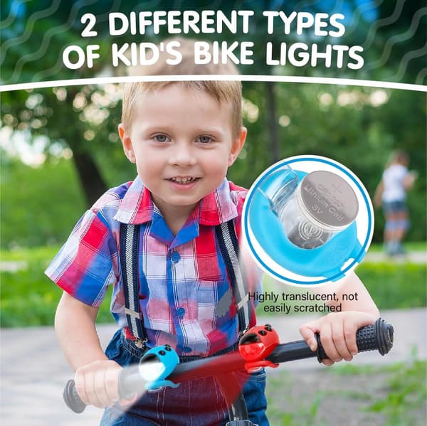 2-pakning søte marihøne-sykkellykter for barn - Vanntette LED-front- og baklykter med silikonstropp, lysmoduser for gutter og jenter