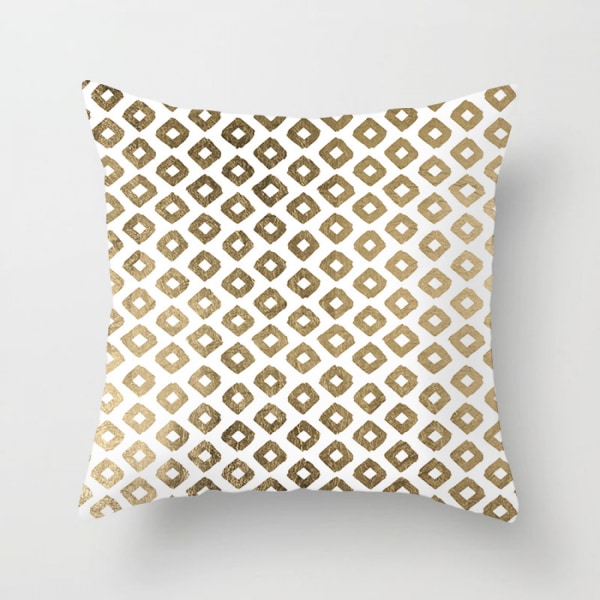 Putetrekk i gull med geometrisk trykk, blader, myke firkantede dekorative putetrekk for sofa, seng, bil (Geometri 1)