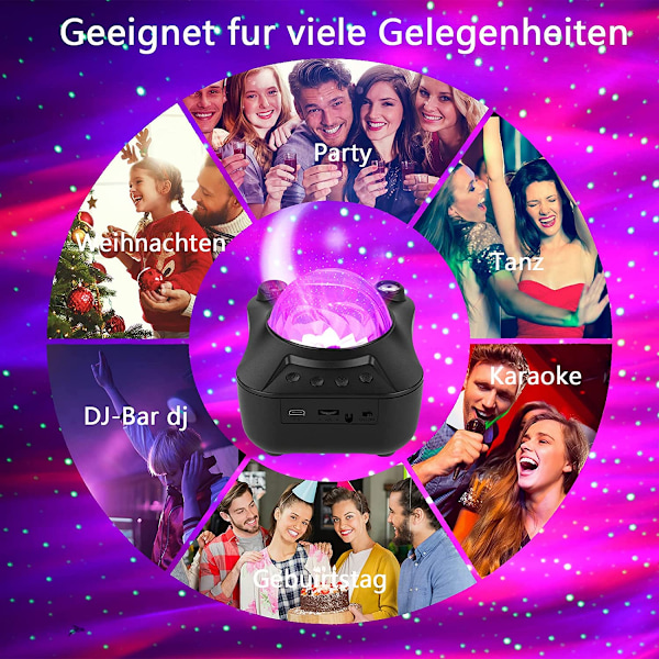 LED-projektorlys, Galaxy-projektor Ocean Wave-natlysplampe med Bluetooth-musikhøjttaler, timer, fjernbetjening, gaver til voksne drenge