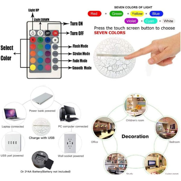 WJ Lastbil Form 3D LED Natlampe Børnedekoration USB Lampe Soveværelse Sove Lys 16 Farveændring USB Touch Base Gave Legetøj USB Kabel Dekoration Skrivebord
