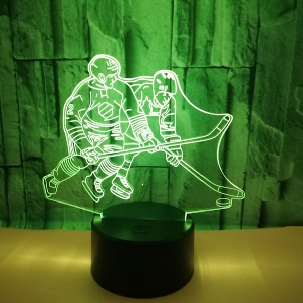 JUSTUP 3D nattlys Ishockeyutøver 3D illusjonslampe 16 farger endres med fjernkontroll Beste bursdagsgaver for menn kvinner （Stil V）