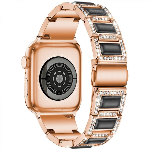 Metallbånd for Apple Watch 38/40/41 mm med steiner i harpiks, diamant armbånd, rustfritt stål for iWatch Series 8 7 6 5 4 3 2 1 SE